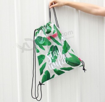 Wholesale customized high-end Original Printed Transparent PVC Beam Pocket Drawstring Backpack Bag