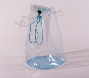 En gros personnalisé haut-Fin Pvc cylindre épais sac sac à cordon transparent