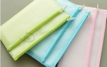Wholesale customized high-end Simple Macaron Handbag Pencil Grid PVC Creative Student Pencil Bag