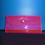 Wholesale customized high-end Eco-Friendly Colorful Red Button PVC Stationery Bag