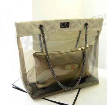 卸売カスタマイズ高-エンドファッション防水透明Pvcハンドバッグ