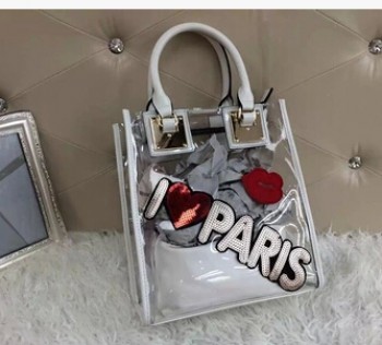 卸売カスタマイズ高-エンド白いファッション防水透明なPvcトートバッグのハンドバッグ