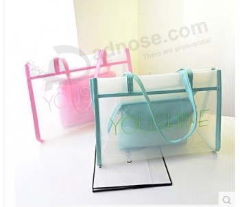 Wholesale customized high-end Makalon Waterproof Transparent PVC Tote Bag Handbags