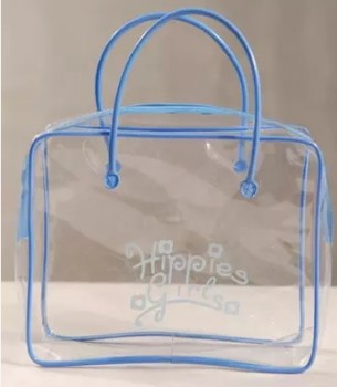оптовые подгонянные высокие-конец синий прозрачный водонепроницаемый большая вместимость пвх сумочка