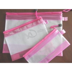 Bolso de malla de color caramelo duradero personalizado de alta calidad con cremallera