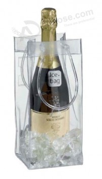 Customized high quality Transparent Wine Gift Bag PVC Leather Hand Bag
