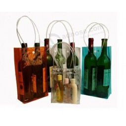 Maßgeschneiderte hochwertige transparent wein doppel flasche geschenk tasche PVC leder handtasche