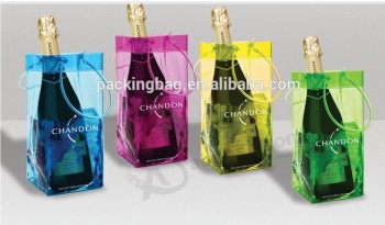 Customized high quality Single Color Wine Gift Handbag PVC Bag
