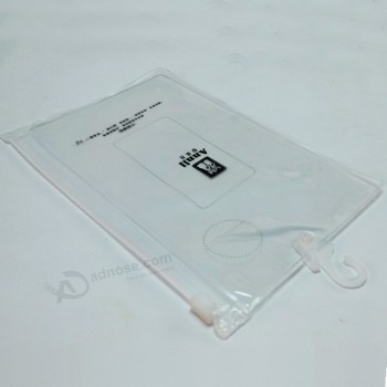 Aangepaste, doorzichtige plastic Pvc-hangerhaakzak van hoge kwaliteit met knoopsluiting