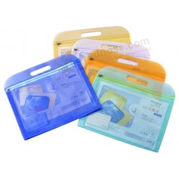 Customized high quality Ec-Friendly PVC Zipper File Bag with Handle