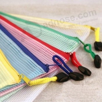 定制高品质糖果色PVC网眼文具袋带拉链