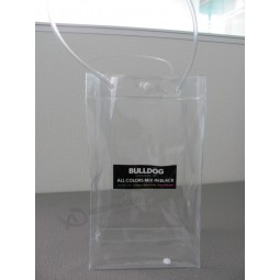 Customized high quality Eco-Friendly Clear PVC Ice Bag with Handle