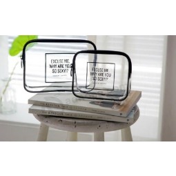 Großhandel angepasst hoch-Ende Spielraum-Schriftsatzart und weise transparente wasserdichte weibliche tragbare kosmetische PVC-Tasche