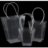 En gros personnalisé haut-Fin imperméable à l'eau cadeau transparent sac plante sac sacs à main en Pvc