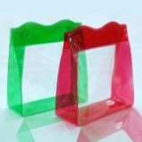 定制高品质粉红色按钮折叠PVC袋化妆品