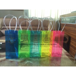 Customized high quality OEM New Designed Colorful Logo Printed PVC Wine Bottle Bag