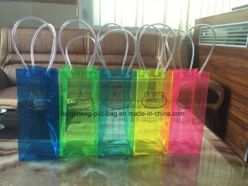 Customized high quality OEM New Designed Colorful Logo Printed PVC Wine Bottle Bag