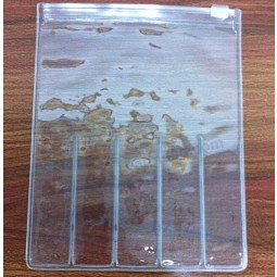 Kundengebundene Qualität transparente Plastikreißverschlusstasche tragbares PVC-Briefpapier hängende Lochtasche