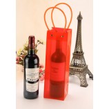 Bolso personalizado de la manija del vino del Cloruro de polivinilo del claro del OEM de alta calidad