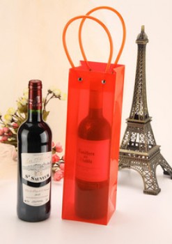 Borsa manico per vino in materiale plastico personalizzato oem trasparente