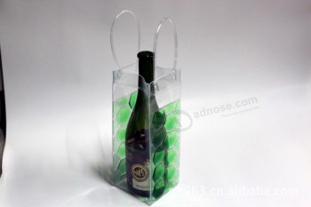 Customized high quality Top Quality Recyclable PVC Handle Wine Bag
