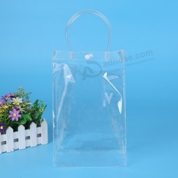 Customized high quality Plastic Transparent Wine Gift Bag Double Support PVC Wine Bag