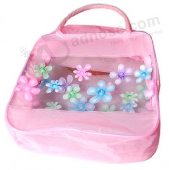 Customized high quality Flower Printing Colorful PVC Handle Bag