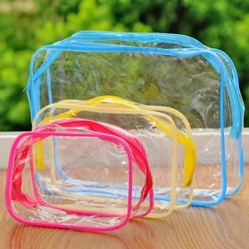 Personnalisé haute qualité vente chaude de haute qualité sac transparent en Pvc avec passepoil