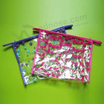 Maßgeschneiderte hohe Qualität OEM billige Kunststoff Reißverschluss PVC Briefpapier Tasche