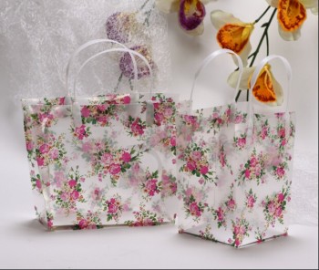 Personalizado de alta qualidade PVC transparente saco cosmético saco de presente floral