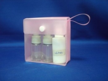 Caixa de cosméticos de PVC de botão claro de alta qualidade personalizado