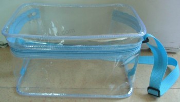 Atacado personalizado de alta qualidade oem claro PVC zipper bag com alça