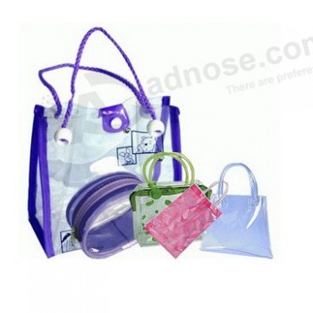 Wholesale Customized high quality Eco-Friendly Clear Plastic PVC Handle Bag