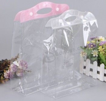 Wholesale Customized high quality Green Transparent PVC Buckle Plastic Bags Gift Bag Handbag