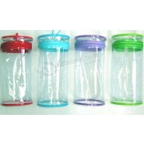 Groothandel aangepaste hoge kwaliteit promotionele transparante cilinder vorm Pvc rits handvat tas