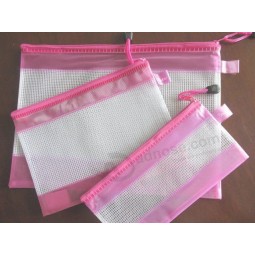 Wholesale Customized high quality Zipper PVC Mesh Document Bag