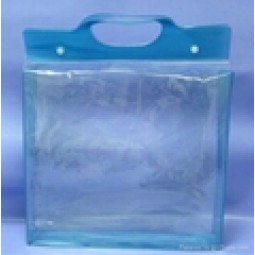 Haut personnalisé-Extrémité écologique sac d'emballage en Pvc clair avec buuton et main
