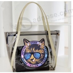 Customized high-end Eco-Friendly Sewing Clear Fashion PVC Tote Bag