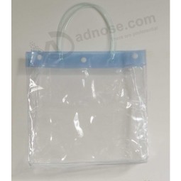 Customized high-end Eco-Friendly Clear PVC Shopping Packaging Bag with Button Closure Handbags