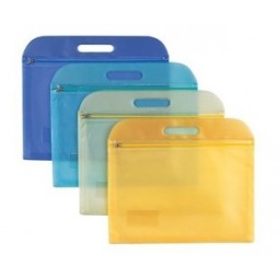 Haut personnalisé-Fin oem recyclable Pvc document sac à glissière avec trou de suspension