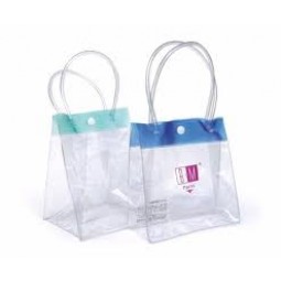 Alto personalizado-Fim eco-friFimly sem quebrar forte saco de plástico PVC alça transparente