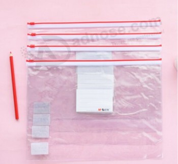 Alto personalizado-Fim a4 saco de cordão de saco de cordão de PVC transparente