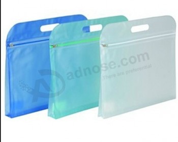 Alto personalizado-Saco de zíper de mão de final de PVC saco de documentos fosco translúcido