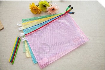 Customized high-end PVC Mesh Zipper Bag File Bag