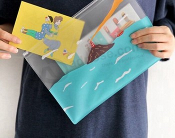 Personalizado alto-Final bolsa de Cloruro de polivinilo de protección del medio ambiente bolsa de documentos de dibujos animados lindo