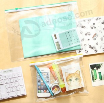 Alto personalizado-Fim de proteção ambiental transparente PVC zipper saco de documentos à prova de água
