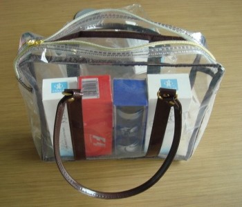 Alto personalizado-Terminar oem durável transparente PVC tote zipper saco bolsas