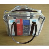 OEM personalizado alto-Bolsa de embalaje de la manija transparente del Cloruro de polivinilo de la impresión del final