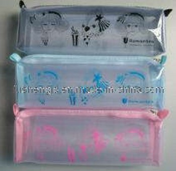 Alto personalizado-Saco de lápis de PVC de impressão de costura eco-friFimly final para crianças