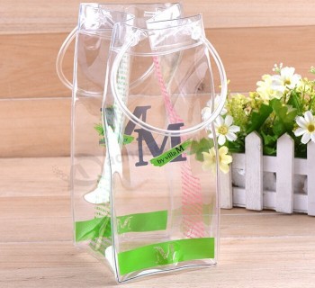 Alto personalizado-Fim de PVC transparente bolsas de presente de plástico
